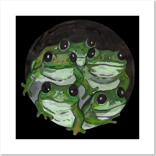 Five green frogs Posters and Art